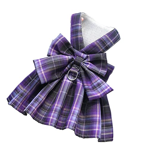 HNFYSMQL Haustier Katze Hunde Kleidung Geschirr Weste Kleid Rock (Color : 1-Purple-Skirt, Size : L(4-5.5kg)) von HNFYSMQL