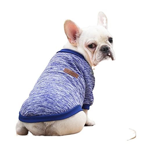 HNFYSMQL Hundebekleidung for kleine Hunde, weicher Haustier-Hundepullover, Kleidung for Hundebekleidung, Haustier-Outfit-Zubehör (Color : Dark Blue, Size : M) von HNFYSMQL