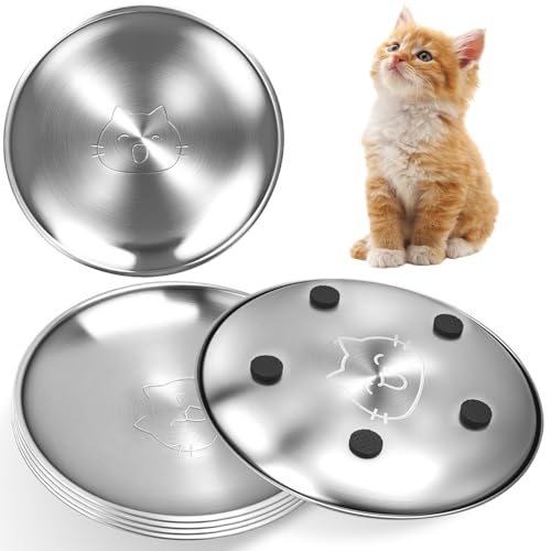 HNeekyr Katzennäpfe aus Edelstahl, 17,3 cm breit, Schnurrhaar-freundlich, flache Metall-Katzen-Futternäpfe mit rutschfesten Pads für ausgewachsene Katzen und mehrere Kätzchen, reduziert die Ermüdung HNeekyr Katzennäpfe aus Edelstahl, 17,3 cm breit, Schnurrhaar-freundlich, flache Metall-Katzen-Futternäpfe mit rutschfesten Pads für ausgewachsene Katzen und mehrere Kätzchen, reduziert die Ermüdung von HNeekyr