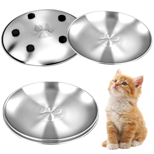 Katzennapf aus Edelstahl mit Pfotenmuster, Metall-Katzenfutterschale, 17 cm breit, Schnurrhaarfreundlich, niedliche Teller mit rutschfestem Pad für Indoor-Katzen, 4 Stück Katzennapf aus Edelstahl mit Pfotenmuster, Metall-Katzenfutterschale, 17 cm breit, Schnurrhaarfreundlich, niedliche Teller mit rutschfestem Pad für Indoor-Katzen, 4 Stück von HNeekyr