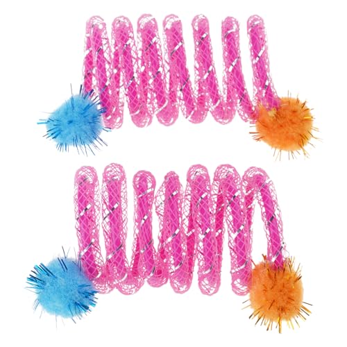 HNsdsvcd 2pcs Bunte Spulen Frühling Mit Plüschball Katzen Kauen Spielzeug Für Innen Und Außenspiele Anregender Neugier Und Jagdtiertierfreundliches Spielzeug von HNsdsvcd
