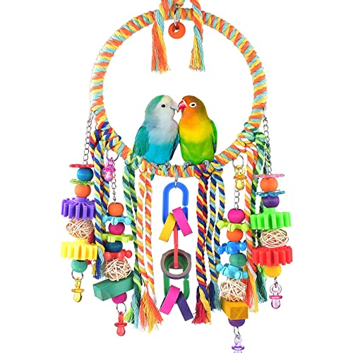 Kauspielzeug für Vögel, Baumwollseil, Sitzstange, Papageienkäfig, Dekoration, buntes Kauspielzeug, Vogelfutter-Wandspielzeug von HNsdsvcd