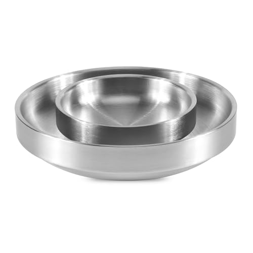 2 x Katzennapf aus Edelstahl, Katzenfutternapf und Katzenwassernapf, Katzenschale aus Metall für kleine Hunde und Katzen von HO-SFSM