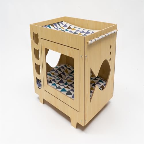 HOARLICN Haustierhaus Für Katzen, Holz Haustierhaus Outdoor Katzen Haustiernest Für Vier Jahreszeiten Mit 4 Stützfüße Haustiernest Haustierhaus Für Katzen Für Wohnzimmern, Schlafzimmern 55 * 40 * 44c von HOARLICN