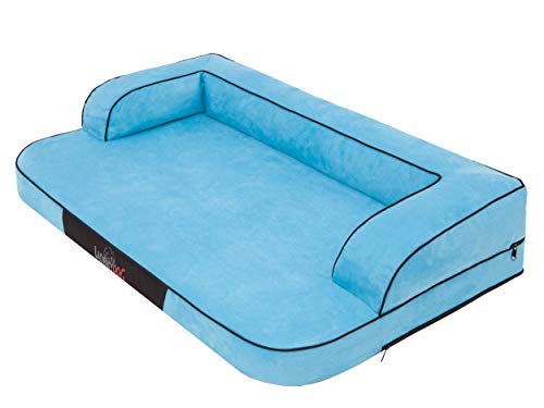 HOBBYGARDEN Hundebett Hundekissen Bett Kissen Haustierbett Hundeliegen Hundesofa Hundecouch Liegen Sofa Hundekorb Tierbett Weich, Blau, 80 x 48 cm L von HOBBYGARDEN