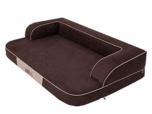 HOBBYGARDEN Hundebett Hundekissen Bett Kissen Haustierbett Hundeliegen Hundesofa Hundecouch Liegen Sofa Hundekorb Tierbett Weich, Braun, 98 x 60 cm L von HOBBYGARDEN