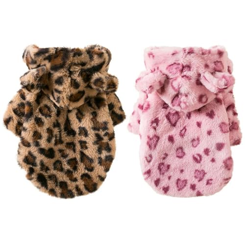 HOCEDO 2 Stück Winter Hundekleidung Warme Fleece Leopard Mantel Jacke für Kleine Hunde HOCEDO 2 Stück Winter Hundekleidung Warme Fleece Leopard Mantel Jacke für Kleine Hunde von HOCEDO