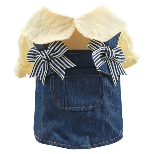 Florale Jeanskleider für Hunde, weibliche Welpen, Haustierkleidung, Hosenträgerrock, Sommer, Frühling, Katzenkleidung von HOCEDO