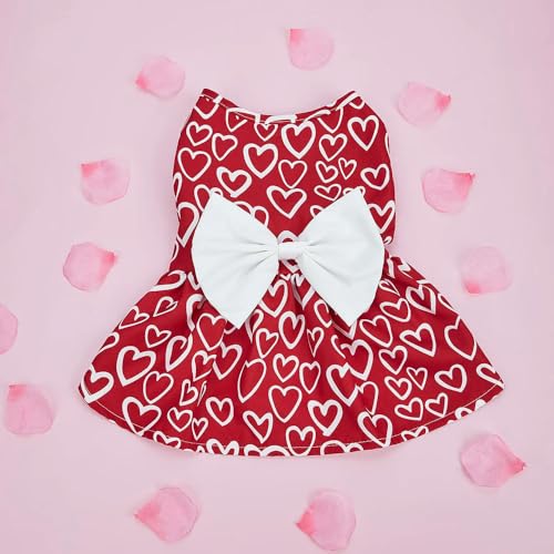 Haustier-Kleidung, Herzen, Hund, Valentinstag-Outfit, Schleife, rotes Tüll-Hundekleid mit für kleine Hunde, Katze, Mädchen Haustier-Kleidung, Herzen, Hund, Valentinstag-Outfit, Schleife, rotes Tüll-Hundekleid mit für kleine Hunde, Katze, Mädchen von HOCEDO