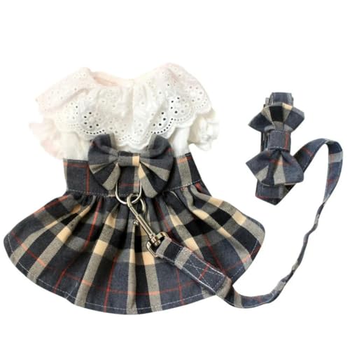 Hundekleidung Haustier Hund Kleid Karierter Rock mit großer Schleife Haustiergeschirr mit Leine Set für Mädchen kleine mittelgroße Hundebekleidung Hundekleidung Haustier Hund Kleid Karierter Rock mit großer Schleife Haustiergeschirr mit Leine Set für Mädchen kleine mittelgroße Hundebekleidung von HOCEDO