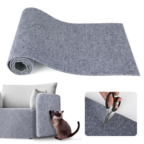 3 PCS Kratzmatte Selbstklebend, Verdicket Schneidbar Kratzmatte Katze, Katzen Kratzmattes, Kratzteppich Katze für Couch-Möbel Oder Wandschutz (Hellgrau, 100×30cm) von HOCUCHELAND