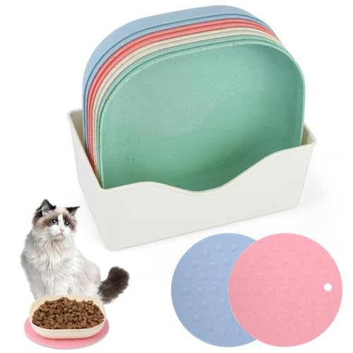 8 Stück Katzennapf Flach, Flacher Napf Katze mit 2 Anti-Rutsch Matte, Fressnapf Katze Quadrat Katzen Napf, Katzen Futternapf mit Aufbewahrungsbasis, Fressnapf Katze für Kätzchen Kurzbeinige Katzen 8 Stück Katzennapf Flach, Flacher Napf Katze mit 2 Anti-Rutsch Matte, Fressnapf Katze Quadrat Katzen Napf, Katzen Futternapf mit Aufbewahrungsbasis, Fressnapf Katze für Kätzchen Kurzbeinige Katzen von HOCUCHELAND
