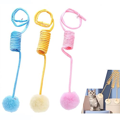 HOFFTI 3 Pcs Door Hanging Automatic Cat Toy with Bell for Indoor Self-Play Cats Springs Ball Toy for Door Hanging Cats Chasing Exercising Kitten Toys，Cat Swing Toy Hunting Exercise Playing von HOFFTI