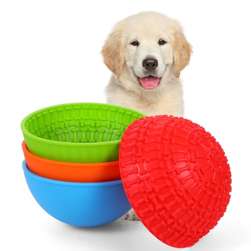 Lecknapf für Hunde, aus Silikon, für langsames Fressen, interaktives Spielzeug, Anreicherung, Futterspender für Katzen, Haustiere, Mundgesundheit für Langeweile, Angstlinderung, beruhigend, 4 Farben, von HOFURME