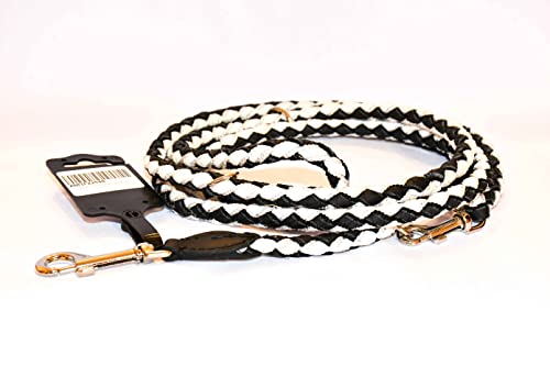 HOCAGA Echt-Leder mit Textil geflochtene Hunde-Leine 947 ø12 mm/220 cm, verstellbar von HOGACA