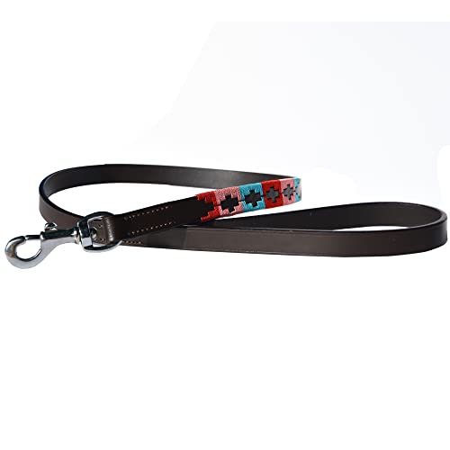 HOGACA Bestickte Echt-Leder-Hunde-Leine 786-06a, 1,8 x 100cm, braun, genau dazu passende Leder-Halsbänder unter 786-06b erhältlich von HOGACA