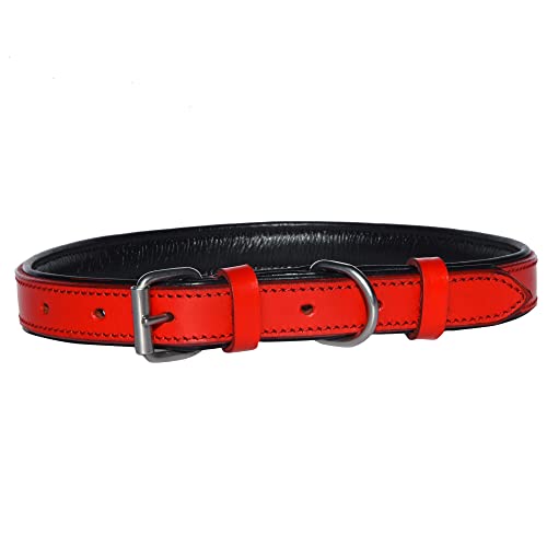 HOGACA geöltes Echt-Leder-Hunde-Halsband 786-03.3, 1,8 x 60cm / Löcher 44-54cm +/- 0,5cm, in rot von HOGACA