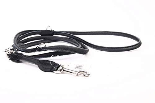 HOGACA sehr edle Echt-Leder-Hunde-Leine 962 ø 10 mm / 220 cm schwarz Handarbeit Made in EU verstellbar mit hochwertiger silberfarbiger Schnalle aus Chromnickelstahl HOGACA sehr edle Echt-Leder-Hunde-Leine 962 ø 10 mm / 220 cm schwarz Handarbeit Made in EU verstellbar mit hochwertiger silberfarbiger Schnalle aus Chromnickelstahl von HOGACA