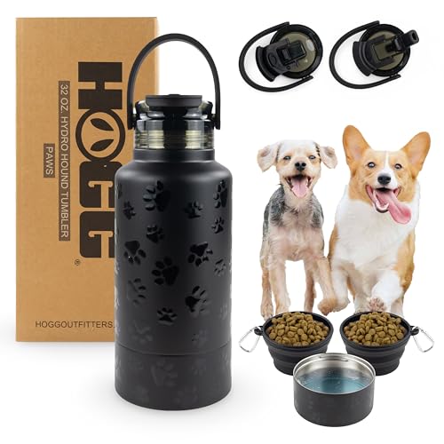 Hogg Hydro Hound, Reise-Hunde-Wasserflasche, tragbarer Wassernapf für Hundemutter, Geschenke für Frauen, 907.2 g Isolierflasche, Edelstahl, pulverbeschichtet, schwarze Pfotenabdrücke Hogg Hydro Hound, Reise-Hunde-Wasserflasche, tragbarer Wassernapf für Hundemutter, Geschenke für Frauen, 907.2 g Isolierflasche, Edelstahl, pulverbeschichtet, schwarze Pfotenabdrücke von HOGG