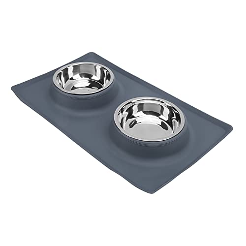 HOHXFYP Hunden?pfe,Faltbarer Silicagel Napfst?nder mit Geteiltem Design,Hundefuttern?pfe mit Erh?hter,Auslaufsicherer Sp¨¹lnapfmatte,Hunden?pfe f¨¹r Mittelgro?e Hunde f¨¹r Kleine Hunde und Katzen(M-Grau) von HOHXFYP