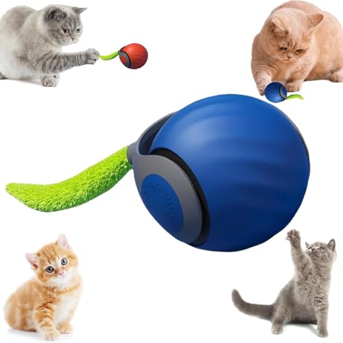 HOIDOKLY Speedy Tail 2.0 Katzenspielzeug, 2025 Neuer Automatisch Beweglicher Haustier Spielzeugball, Intelligenter Interaktiver Katzenspielzeugball, Hund Spielzeugball, Lindert Ängste (Blau) von HOIDOKLY