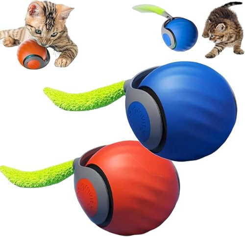 HOIDOKLY Speedy Tail 2.0 Katzenspielzeug, 2025 Neuer Automatisch Beweglicher Haustier Spielzeugball, Intelligenter Interaktiver Katzenspielzeugball, Hund Spielzeugball, Lindert Ängste (Orange) von HOIDOKLY