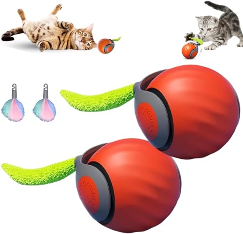 HOIDOKLY Speedy Tail 2.0 Katzenspielzeug, 2025 Neuer Automatisch Beweglicher Haustier Spielzeugball, Intelligenter Interaktiver Katzenspielzeugball, Hund Spielzeugball, Lindert Ängste (Orange-2PCS) von HOIDOKLY