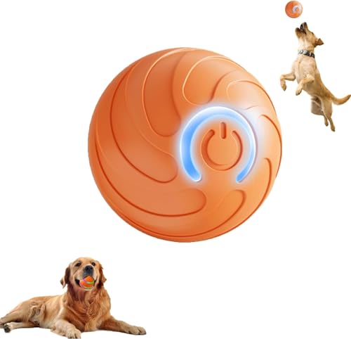 Smart Jumping Ball für Hunde, 2025 Upgrade Duraspin Dog Bouncing Ball, automatische rollende, interaktive Sprungspielzeug für kleine Hunde, Haustierkugeln(Orange) von HOIDOKLY