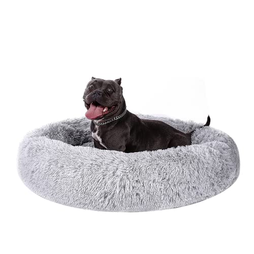 HOJKOUD Hundebett，hundekörbchen，katzenbett,waschbares hundebett,Flauschiges hundebett für große, mittelgroße & kleine Hunde. (60CM, hellgrau) von HOJKOUD