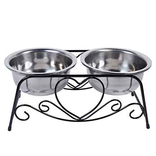Hundenäpfe, Edelstahl-Hundenapf, Futternapf, Futternapf, Futter- und Wassernapf, Ständer-Set mit 2 abnehmbaren Edelstahlnäpfen for Hunde, Katzen und Haustiere Hundenäpfe, Edelstahl-Hundenapf, Futternapf, Futternapf, Futter- und Wassernapf, Ständer-Set mit 2 abnehmbaren Edelstahlnäpfen for Hunde, Katzen und Haustiere von HOLABONITA