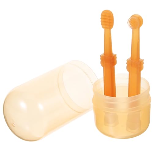 HOLIDYOYO 1 Satz Haustier zahnbürste Zwinger Zahnbürsten Spender Fleck Haustierzahnbürste Zahnbürste für die Mundhygiene von Haustieren Hund zahnbürste Hund zähne putzen Plastik Light Brown von HOLIDYOYO