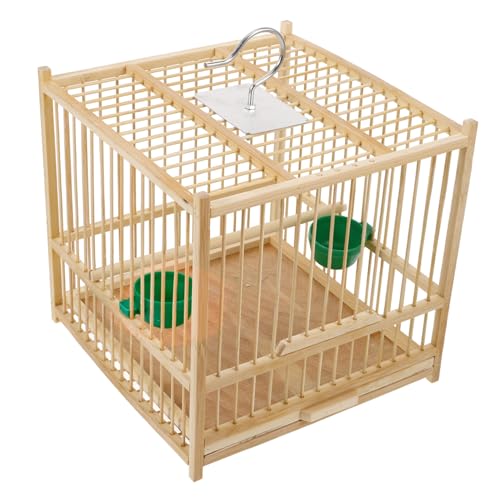 HOLIDYOYO 1 Satz Vogelkäfig aus Bambus großer Papageienkäfig Reisekäfig für kleine Vögel Fallen Futterspender Taube großer vogelkäfig Bambusvogelkäfig Vogelkäfige Kleiner Vogelkäfig Beige von HOLIDYOYO