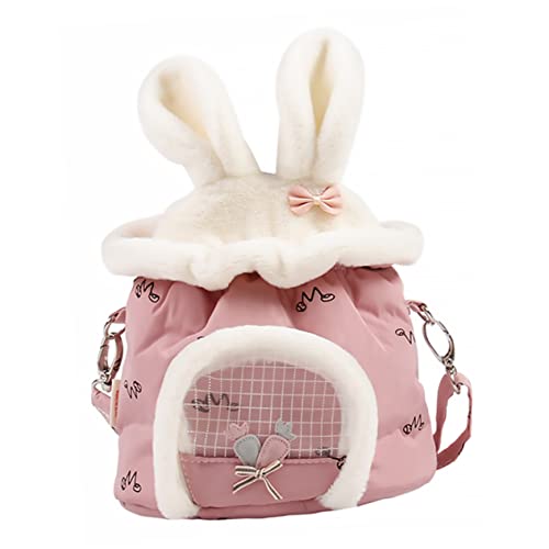 HOLIDYOYO 1 Stück Hamstertasche Träger Haustiertasche Groß Kleine Haustiere Vlies Stoff Reisen Taschen Haustier -Rucksack Hamster-Out-Tasche Eichhörnchen-Tragetasche Plüsch Rosa von HOLIDYOYO