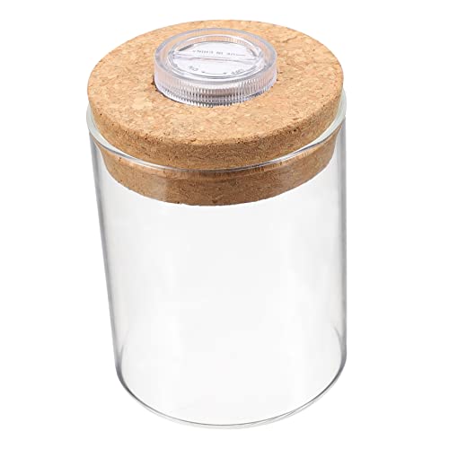 HOLIDYOYO 1 Stück Landschaftsflasche Wasser zylindrisch Tank Terrarien Mini Fischaquarium led ligts led-Light hausdeko Pflanzen Glasflasche mit Deckel Flasche aus Borosilikatglas Holz Weiß von HOLIDYOYO