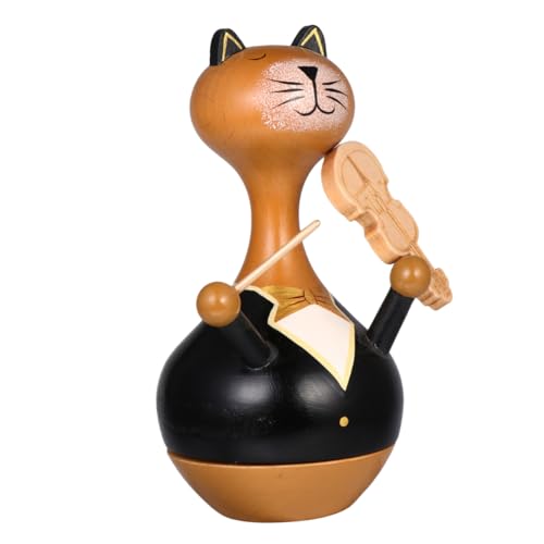 HOLIDYOYO 1stück Holz Spieluhr Tumbler Kreative Katze Mit Geige Musikbox Zur Dekoration Für Kinderzimmer Schlafzimmer Und Wohnräume Perfektes Für Besondere Anlässe von HOLIDYOYO