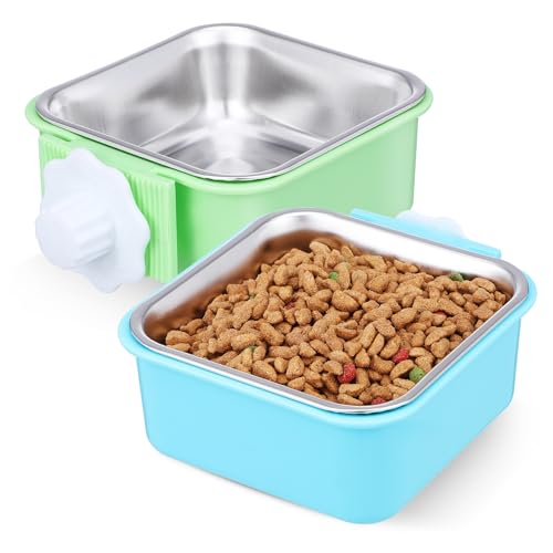 HOLIDYOYO 2 Stück Aufhängen Verstellbar für Hunde Katzen Platzsparend für Käfige und Hundeboxen Leicht zu Reinigen mit Doppellagigem Design Geeignet für Haustier Fütterung Innen und Außen von HOLIDYOYO
