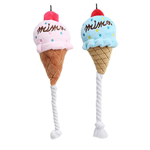 HOLIDYOYO 2 Stück Quietschendes Plüschspielzeug für Hunde Lustiges Bissfestes Eiscreme Design Blau Interaktives für Welpen und Kleine Hunde von HOLIDYOYO