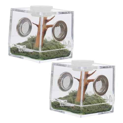 HOLIDYOYO 2Satz Kleine Spinnen Lebensraumbox Insektenhaus Für Springspinnen Zu Reinigen Für Kleine Haustiere Wie Skorpione Und Transparente Zuchtbox Für Heimtiere von HOLIDYOYO