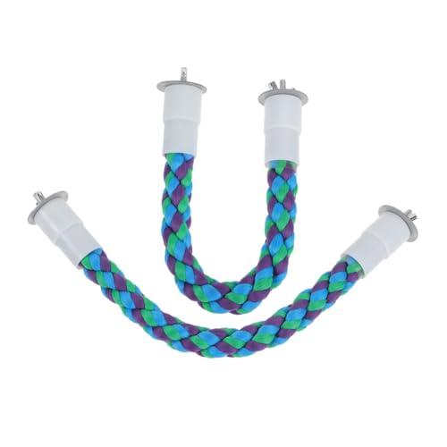 HOLIDYOYO 2pcs Farbenfrohe Baumwoll Biegbare Seil Barsch Schwang Vogelkauen Spielzeug Papageien Käfigspielzeug Xswing Klettern Stehende Bungee Vogelspielzeug Für Vögel von HOLIDYOYO