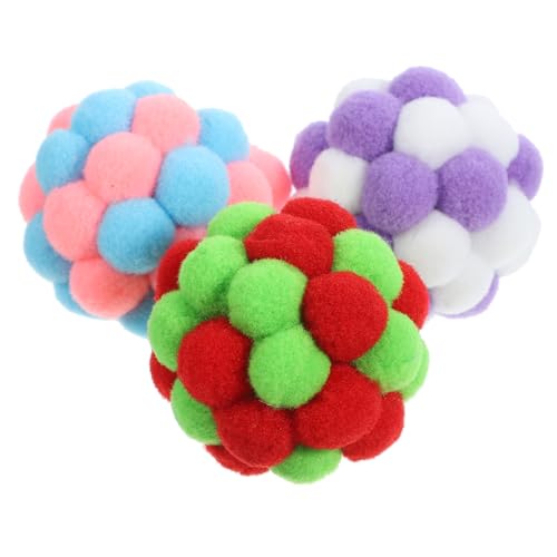 HOLIDYOYO 3 Stück Bunte Glocken Katzenspielbälle mit Innenklingeln Interaktives Katzenspielzeug zur Krallenpflege und Training für Kätzchen Weiche Langlebige Bälle für Haustierbeschäftigung von HOLIDYOYO
