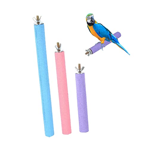 HOLIDYOYO 3 Stück Papageienspielständer Vogelbarsch Papagei Schleifstab Flacher Vogelsitz Vogelstangen für Papageien Stand Zubehör Käfig groß Vogel Stehen Papageienbarsch Bambus von HOLIDYOYO