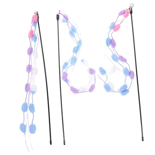 HOLIDYOYO 3 Stück Teiliges Katzenspielzeug Bunte Interaktive Katzenangel Spielstäbe für Kätzchen Indoor Leichtes Aktives Katzenteaser Bindung und Aktivität von HOLIDYOYO