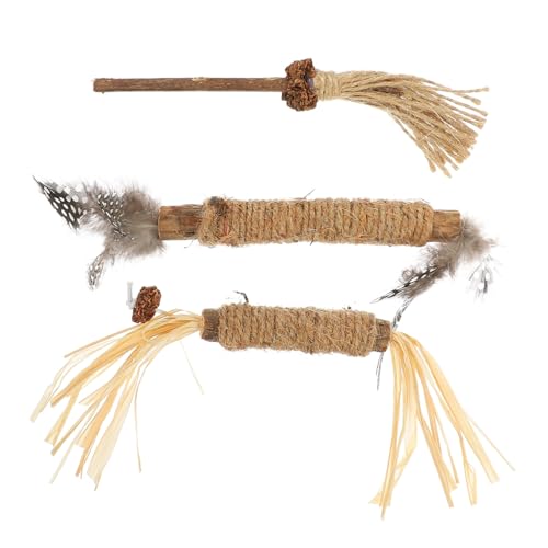 HOLIDYOYO 3 Stück Teiliges Katzenspielzeug aus Holz mit Katzenminze Interaktives Kätzchenspielzeug zur Zahnpflege und Stressabbau Robustes Katzen kauspielzeug für Hauskatzen Lustige von HOLIDYOYO