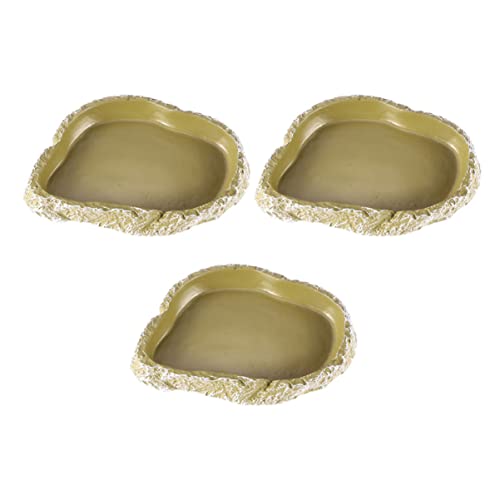 HOLIDYOYO 3Stücke Teiliges Reptilien Zubehör Harz Wasserschale Für Schildkröten Echsen Und Geckos Natürliche Rinde Design Futterschale Für Terrarium Sicher Für Ihre von HOLIDYOYO