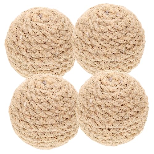 HOLIDYOYO 4 Stück Catnip Cat Kratzball Interaktives Katzenspielzeug Kätzchenspielzeug Für Wohnungskatzen Katzenspiele Katze Kratzt Katzenkratzer Kätzchen Kratzen Light Brown Jute von HOLIDYOYO