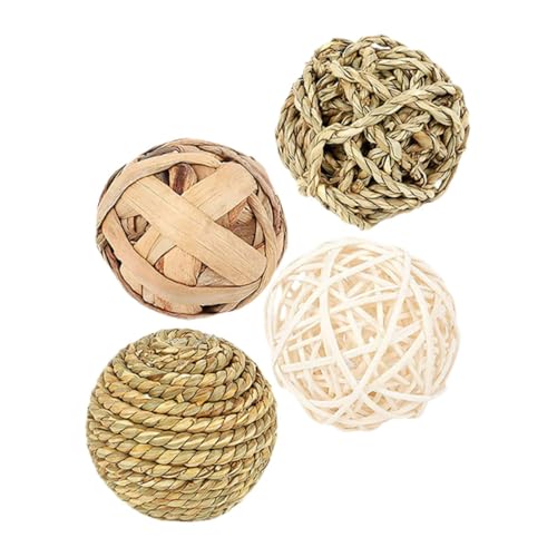 HOLIDYOYO 4 Stück Hamster-Takraw-Ball- Meerschweinchen Hasenspielzeug für Innenkaninchen Kaubälle für Katzen Hamster nager Rattenball Kaninchen kauen Stroh von HOLIDYOYO