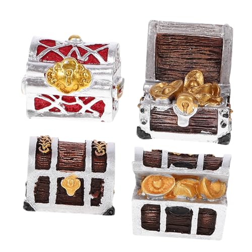 HOLIDYOYO 4 Stück Teiliges Aquarium deko Resin mit Dekorativen Schatzkistenmodellen Stabile Miniatur fischbecken Ornamente für Aquarien Fischfreundliche Schadstofffreie Fischtank Dekoration von HOLIDYOYO