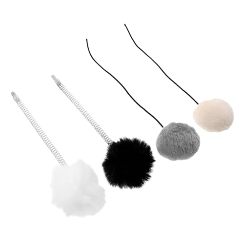 HOLIDYOYO 4 Stück Teiliges Katzenbaum Zubehör Elastische Hänge Spielbälle aus Plüsch und Federn Interaktives Katzenspielzeug zum Kratzen und Jagen für Innenräume Vielfältige Farben von HOLIDYOYO