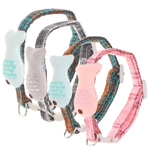 HOLIDYOYO 4 Stück Teiliges Katzenhalsband Set Fischform Verstellbare Lattice Halskette für Katzen Praktische und Kreative Haustieraccessoires Buntes Design für Haustier HOLIDYOYO 4 Stück Teiliges Katzenhalsband Set Fischform Verstellbare Lattice Halskette für Katzen Praktische und Kreative Haustieraccessoires Buntes Design für Haustier von HOLIDYOYO