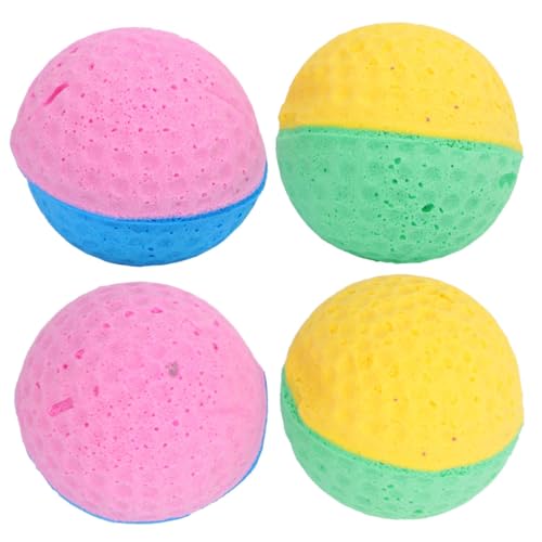 HOLIDYOYO 4 Stück Teiliges Latex Ballspielzeug für Katzen Bunte Schwammbälle zur Beschäftigung Drinnen Stimuliert Natürliche Instinkte Verhindert Kratzschäden für Kätzchen Zufällige Farbe von HOLIDYOYO